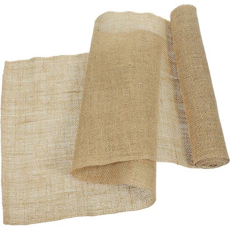 Chemin de table rustique en toile de jute beige (1 rouleau) (1/4)