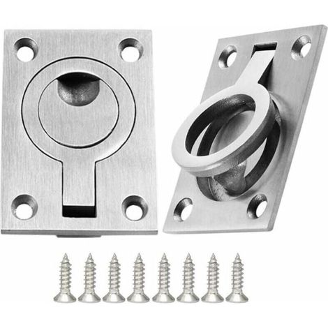 2-teiliges Schubladengriff-Set, Schrankgriff, Edelstahlgriffe für Boote, Marinegriff, Einbauluke für Boote, Einbaugriff mit 8 Schrauben (64 x 46 mm)