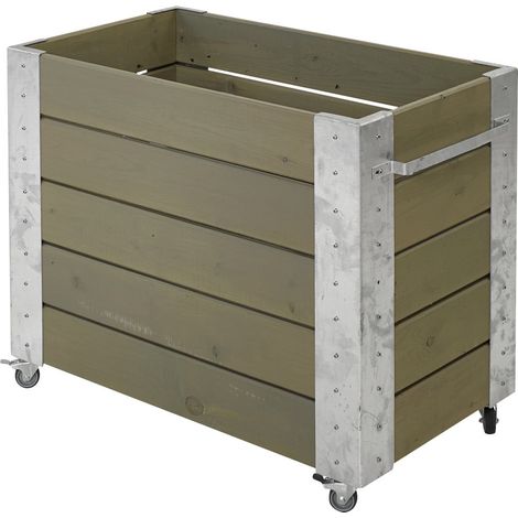 Plus Blumenkasten Cubic 87 x 50 x 70 cm graubraun mit Räder Pflanzkasten