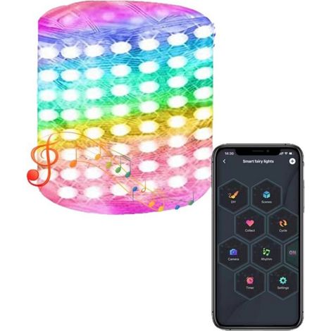 Wasserdichtes Bluetooth-USB-Zeltbeleuchtungskabel, 15 m lange Lichterkette für die Weihnachtsdekoration im Freien und Campingbeleuchtung.