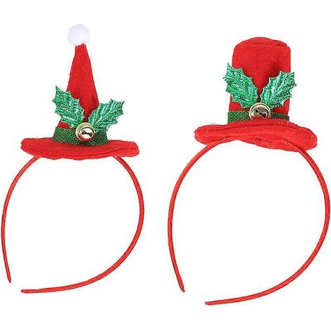 Lot de 2 serre-têtes à cheveux sur le thème de Noël, en forme de chapeau, accessoire de coiffure créatif pour les fêtes.-12X20cm