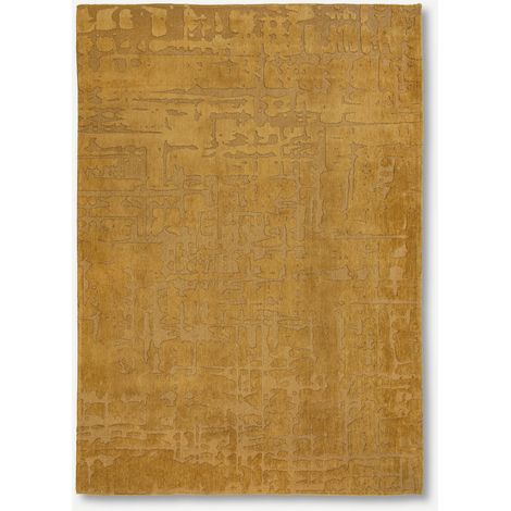 DISEÑO BAOBAB - ALFOMBRA ESTRUCTURA EFECTO TERCIOPELO - Hecha en Bélgica  - Acabado a Mano - Antideslizante Natural - 100% Poliéster - Oro Madagascar - 80 x 150 CM (1/5)