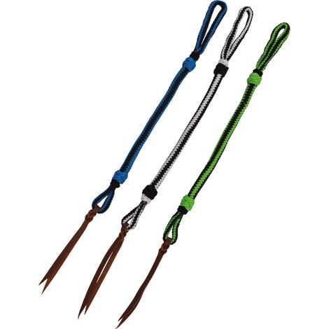 Lime e Nero - Frustino da barrel in nylon intrecciato con punta in cuoio