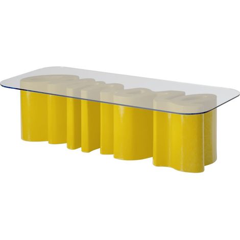 Amore Table Giallo zafferano tavolo scritta originale Slide di design da esterno interno giardino colorata polietilene terrazza veranda sala da pranzo cucina