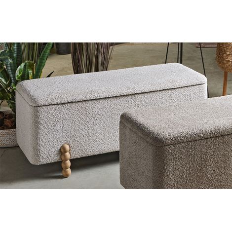 Étagère à chaussures Jabari avec pieds profilés, tissu éponge doux, beige, 110 x 46 x 47 cm (1/3)