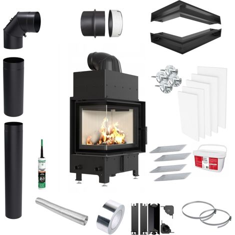Kamineinsatz Kaminofen KRATKI FLOKI S Links Leistung 8kW KOMPLETTSET zum EINBAU (1/5)