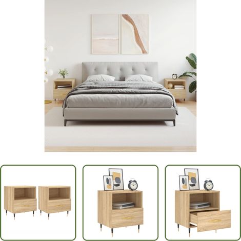 Nachttische - Nachttische 2 Stk. Sonoma-Eiche 40x35x47,5 cm Holzwerkstoff (1/5)