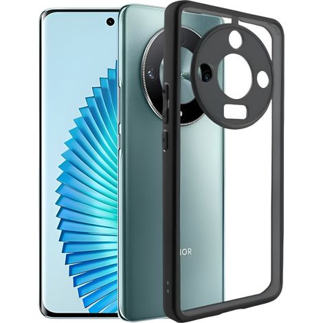 Funda híbrida Fusion para Realme 12+ Plus 5G con protección para la cámara, transparente/negra.