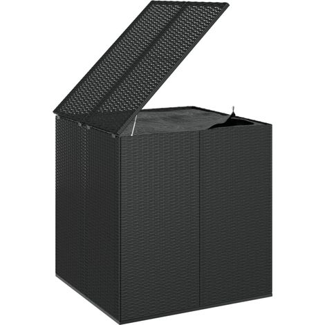 Boîte à coussins coffre de rangement de jardin résine tressée 100 x 97,5 x 104 cm noir