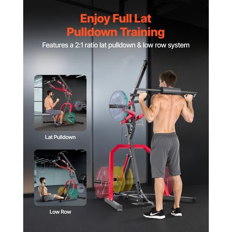 Équipement de Gym à Domicile pour Squats, Station de Musculation à Levier avec Système LAT et Tirage Poulie Basse à Ratio 2:1, pour… (1/5)