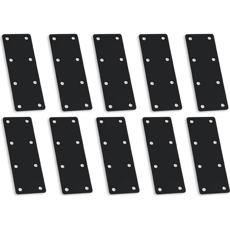 10 escuadras angulares, escuadras angulares planas de metal, conectores planos de hierro perforado, 103,8 cm, negro (1/5)