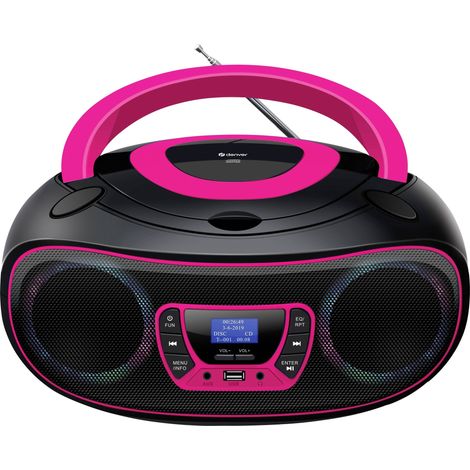 Denver TDB-212P Radio-lecteur CD DAB+, DAB, FM AUX, USB, Bluetooth, CD noir, rose Y928853