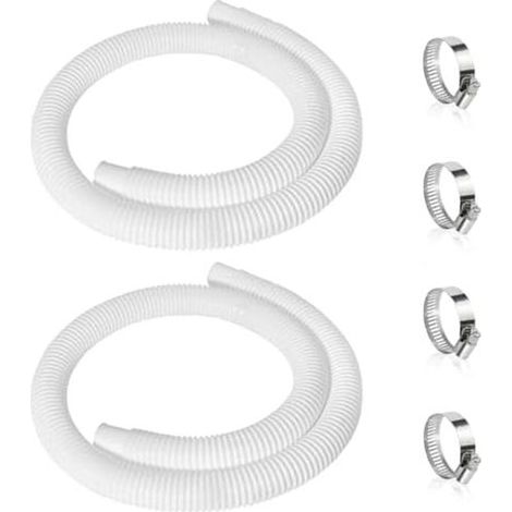 Lot de 2 Tuyaux Piscine 32mm 150cm avec 4 Colliers Inox, Raccord Pompe Filtre Hors Sol (1/5)