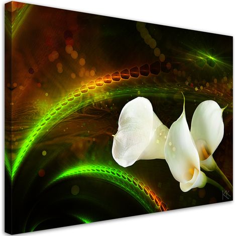 Quadro su tela, Fiore bianco sullo sfondo marrone - 100x70 (1/5)