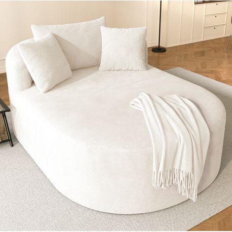 Poltrona relax ovale in corduroy, senza montaggio, beige chiaro DESVIAE (1/5)