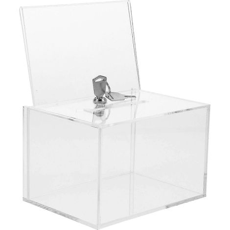 Boîte à dons en acrylique transparent, urne, boîte à suggestions, grande boîte à dons en acrylique, de bonne qualité WHBYV (1/4)
