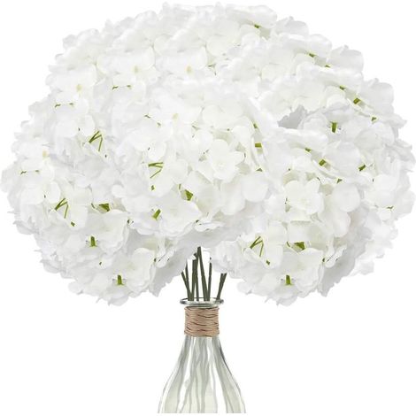 Set of 12 artificial silk hydrangeas, 17.5 cm tall – 21 cm stems – for wedding and event decoration – Realistic appearance (1/5)