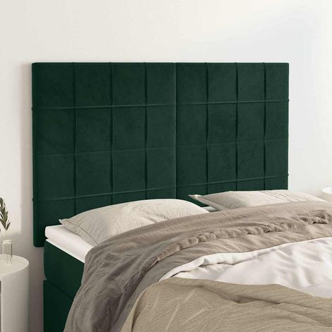 vidaXL Cabecero Terciopelo Verde Oscuro 144x5x118/128 cm (1/5)