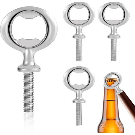 4PCS Ouvreur Bouteille Bière, Ouvre-Bouteille Métal, Décapsuleur de Bière Ddécapsuleur Bouteille de Bière, Écapsuleur en Acier Inoxydable pour Bars Maison Restaurants (Argent) (1/5)