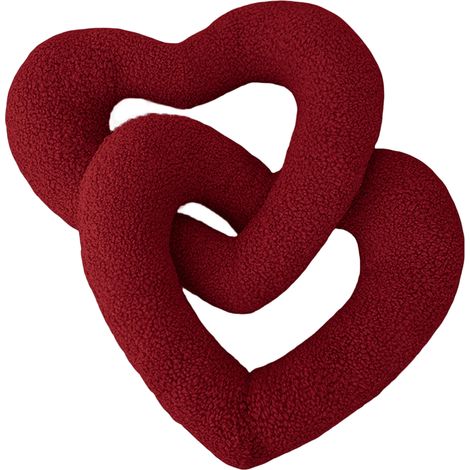 Coussin En Forme De Cœur - Tissu Sherpa Doux - Rembourrage En Fibre De Polyester - Décoration Intérieure Salon Chambre Bureau - 1 Pièce (1/5)
