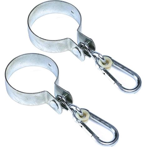 Juego de 2 ganchos redondos Ø 10 cm con mosquetón para fijación de columpio a pórtico