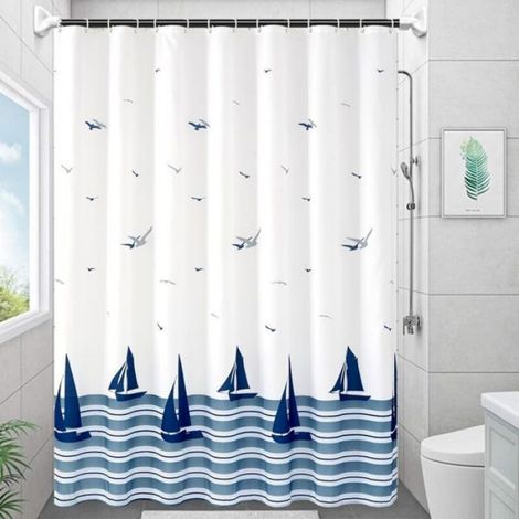 Rideau De Douche - 120x200 Cm - Ourlet Lesté 85 G - Imperméable Anti-moisissure - 1 Pièce (1/4)