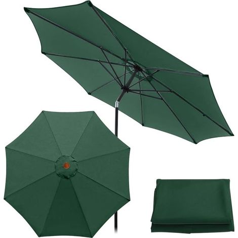 Housse de Rechange pour Parasol de Table de marché, Table et Parasol - 8 Baleines - 3 m - Imperméable - Anti-Ultraviolet - Vert (1/5)
