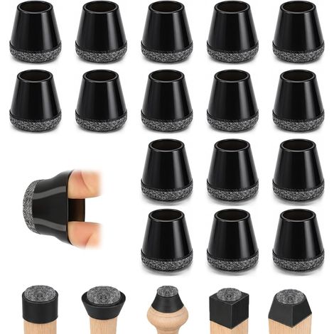 16 Pièces Protège Pieds Chaise Silicone 14-18mm Patins Feutre Noir (1/5)