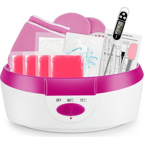 Bain de Cire, 265W Bains de Paraffine pour Mains et Pieds avec Accessoires, Électrique avec Paraffine Bain de Cire équipement Rose (1/5)