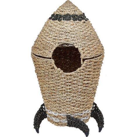 Cesta de fibra de algas marinas con estampado forma de cohete natural Paarl