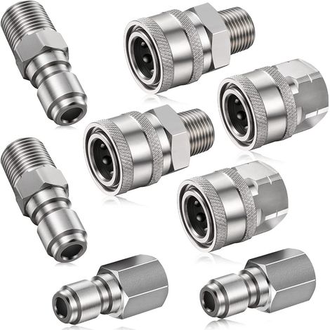 4 kits de raccords rapides mâles et femelles NPT 3/8 pouces en acier inoxydable pour nettoyeurs haute pression (1/5)