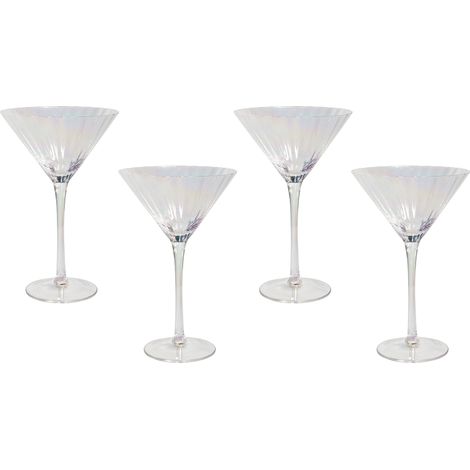 Conjunto de 4 copas de Martini sopladas a mano 22 cl acabado iridiscente Morganite (1/5)