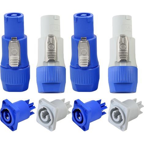 Lot de 2 Connecteurs Powercon IN et Out, Nac3fca Plug, Socket Femelle AC Vers Mâle (1/4)
