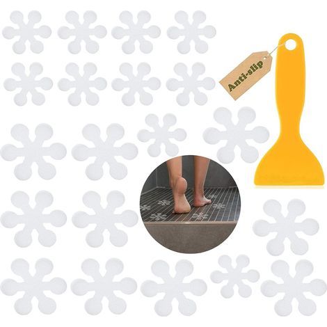 20 Pieces Anti-Slip Strips for Bathroom, Anti-Slip Stickers, Transparent Anti-Slip Shower Strip, for Bathroom, Bathtubs, Stairs, Children's Pool - Flowers (1/5)
