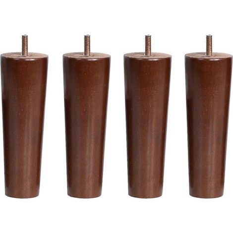 4er-Pack Massivholz-Möbelbeine, Spindelgewinde M10, konische Walnuss-Ersatzbeine für Sofa, Tisch und Stuhl, 60 cm (23,6 Zoll), gerade