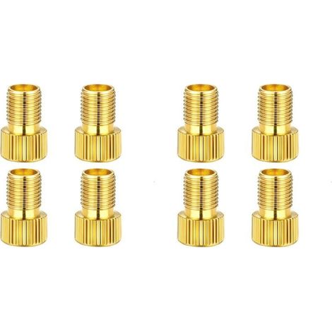 Lot de 8 Embout Pompe Velo, Embout de Gonflage, Adaptateurs pour Valve de Vélo Presta vers Schrader, en Laiton (1/5)