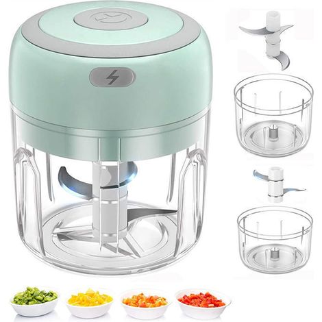 【NX】Hachoir à ail électrique, hachoir à légumes 250 ml, hachoir à oignons, petit robot culinaire portable - Blanc 250 ml (1/5)