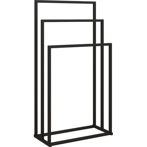 Porte-serviettes sur pied 3 barres, échelle acier design moderne, rangement salle de bain compact 45x21,5x85 cm 90x