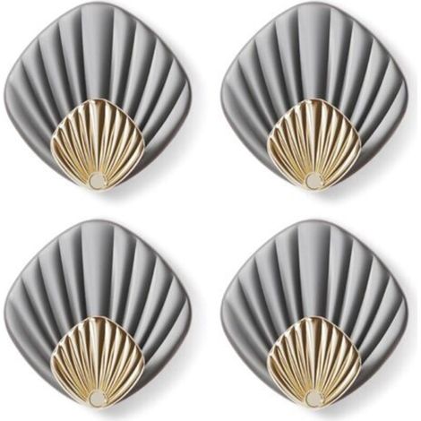 Gancio adesivo da parete a forma di conchiglia, HP004-GY Gancio autoadesivo moderno per bagno e cucina, appendiabiti, gancio adesivo da parete, set da 4, Grigio-Crezuo