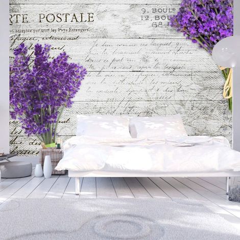 Papier peint carte postale de lavande - 300 x 210 cm (1/4)