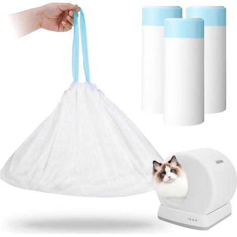 Packung mit 60 selbstreinigenden Katzenstreubeuteln, kompatibel mit Meowant MW-SC01/MW-SC02/MW-LR01, dick und strapazierfähig mit Kordelzug, 45,7 x 30,5 cm (1/5)