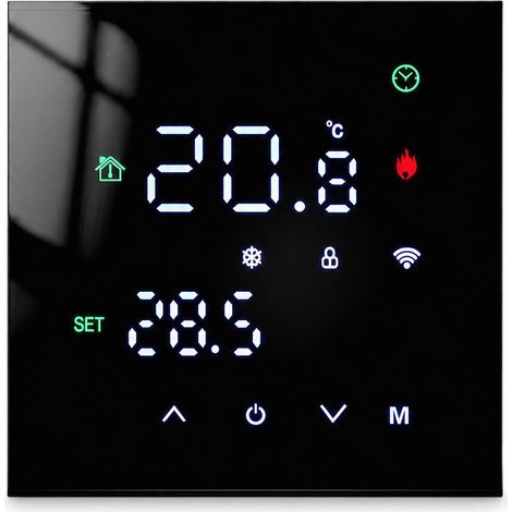 Thermostat intelligent WiFi TUYA pour chaudière murale, contrôle par application et commande vocale, noir, 3 A (1/5)