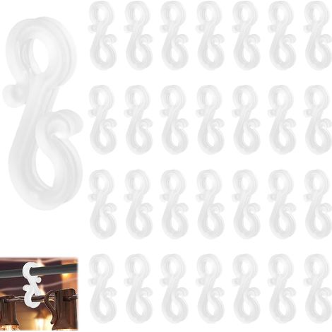 120 Pièces Crochets Guirlande Exterieur, Mini S Clips Accroche Guirlandes Lumineuses, Crochet de Gouttiere en Réutilisables, Supports de Fil pour Noël, Anniversaire, Décoration d'anniversaire (Blanc) (1/5)