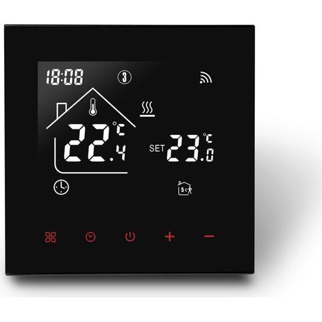 FENOPLASTICAThermostat Connecté WiFi pour Chauffage de Chaudière à Gaz Thermostats d'Ambiance,Thermostat Programmable Intelligent,Compatible Tuya Alexa Google Assistant 3A,Noir