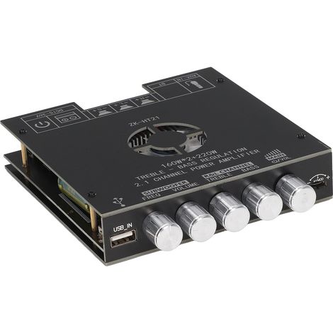 Carte d'amplificateur pour subwoofer 2.1 canaux, contrôle de volume 500 mV, haute sécurité, carte d'amplificateur de puissance ZK HT21 (1/5)