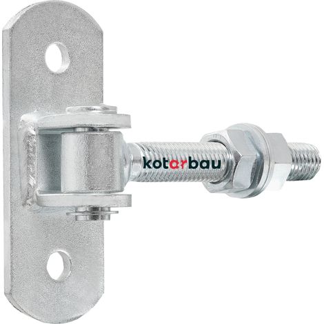 KOTARBAU® Charniere Portail - Acier - 130 mm M18 - Argenté - Charnière Réglable pour Portillon Extérieur - Gond Portail Lourd - avec Plaque de Fixation - Gond Réglable Galvanisée (1/5)