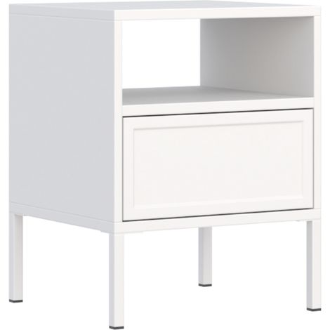Selsey Velveto – Nachttisch mit Schublade und Nische, weiß, 45 cm