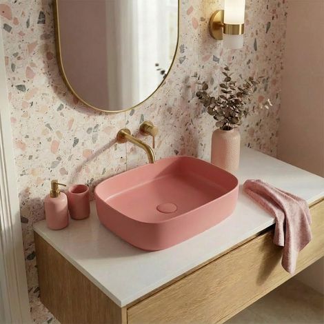 PixL 50x37,5x13,5 cm Aufsatzwaschbecken Infinitio ohne Überlauf, rosa (CEPX4937PM)