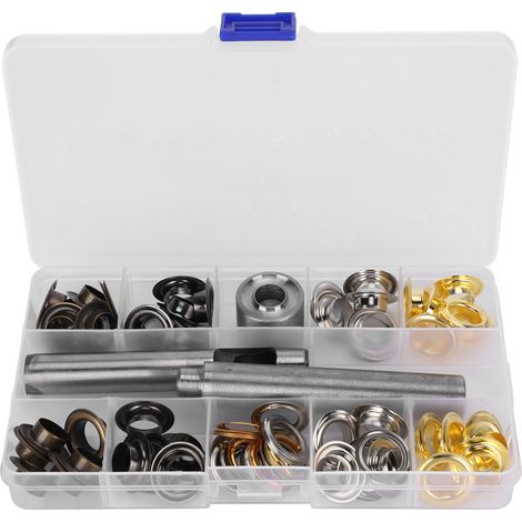 Kit de pose d'œillets KQ‑204 12mm, boîte d'outils pour œillets creux, clous pour étiquettes de panneaux publicitaires, matériel de fixation. (1/5)