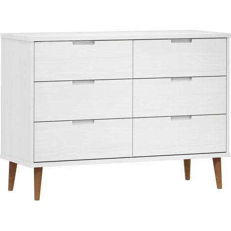Commode MOLDE Blanc 113x40x80 cm Bois de pin massif